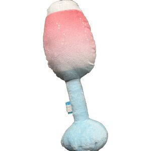 Bark Box Pink Blue Chompagne Plush Squeak Spiky Ball Fetch Chew Play Dog Toy